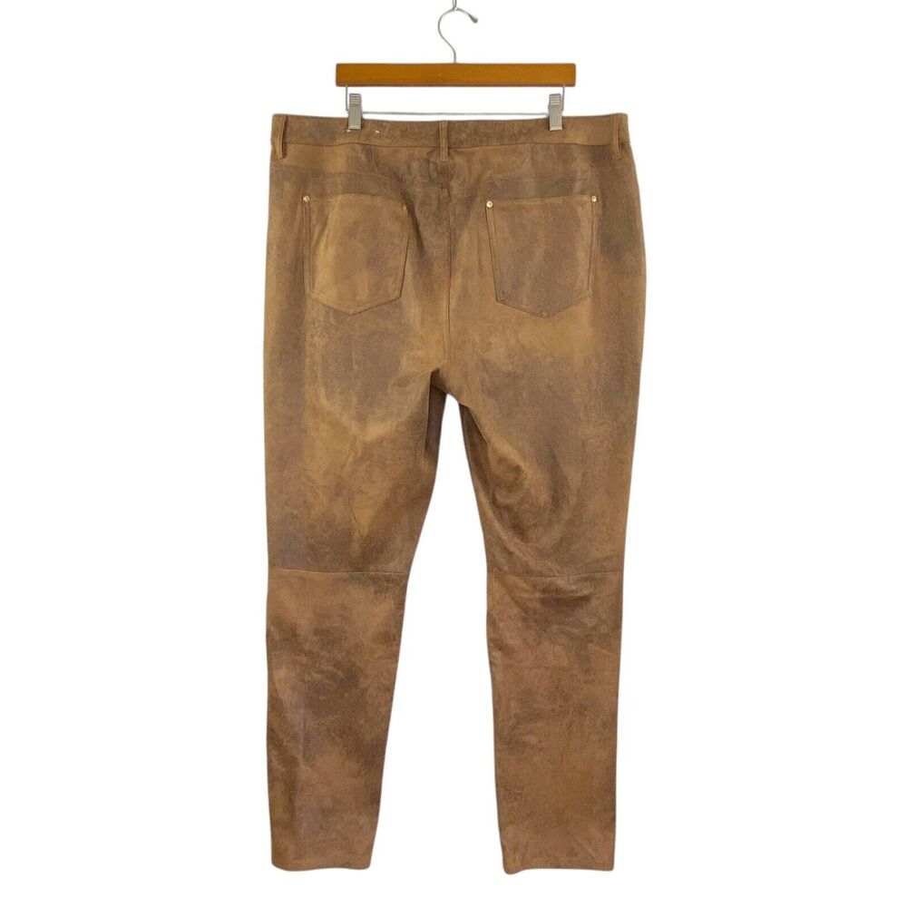 Chico's Pants Womens 3r (16) Brown Faux Suede Worn Luggage Ultimate Fit Pull-on - Picture 2 of 11